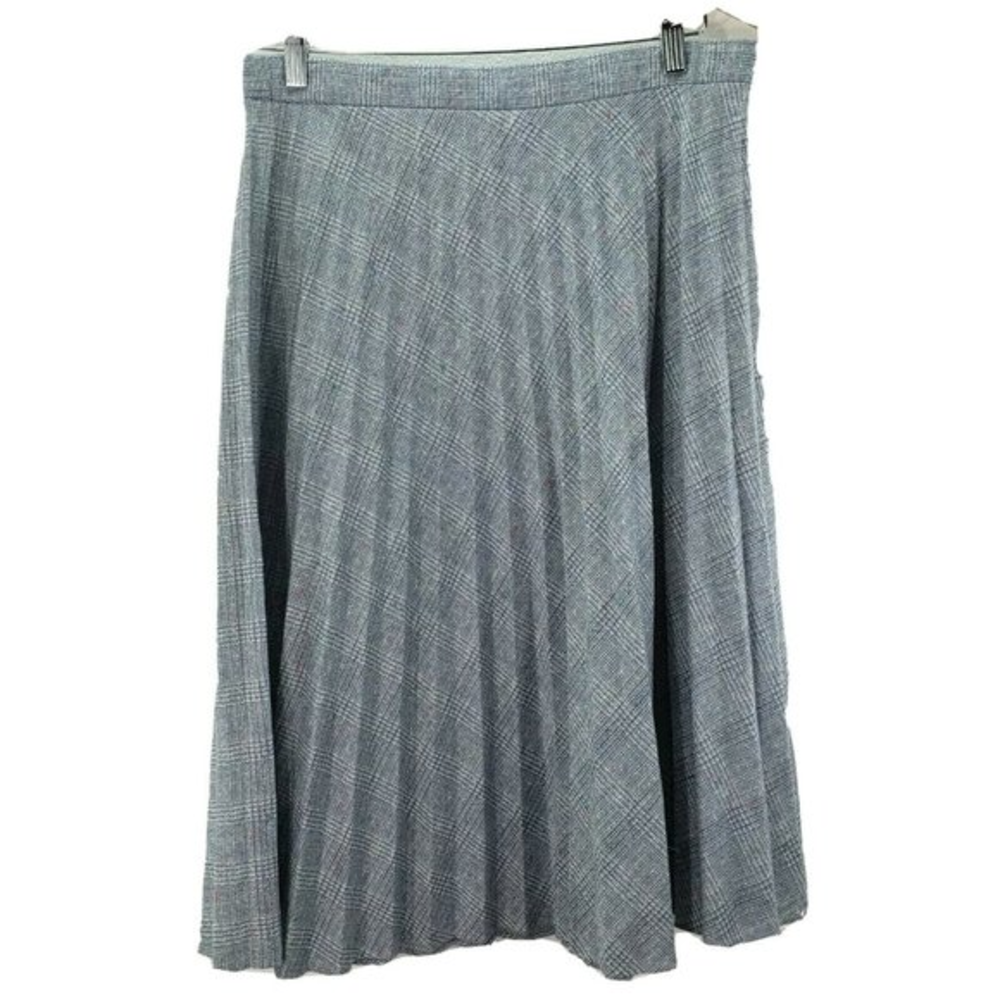 Vintage Mid Century Skirt plaid‎ high waist Blue ac